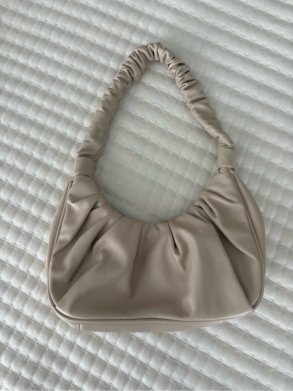 Neutral Ruched Shoulder Bag - Cream